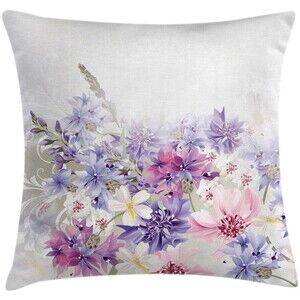 Ambesonne Lavender Throw Pillow Cushion Cover, Pastel Cornflowers 36x16 (1pc)